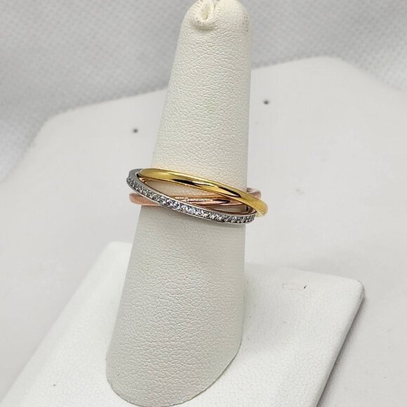 Brand New Sterling Silver 925 Tri Color Ring - Picture 2 of 4